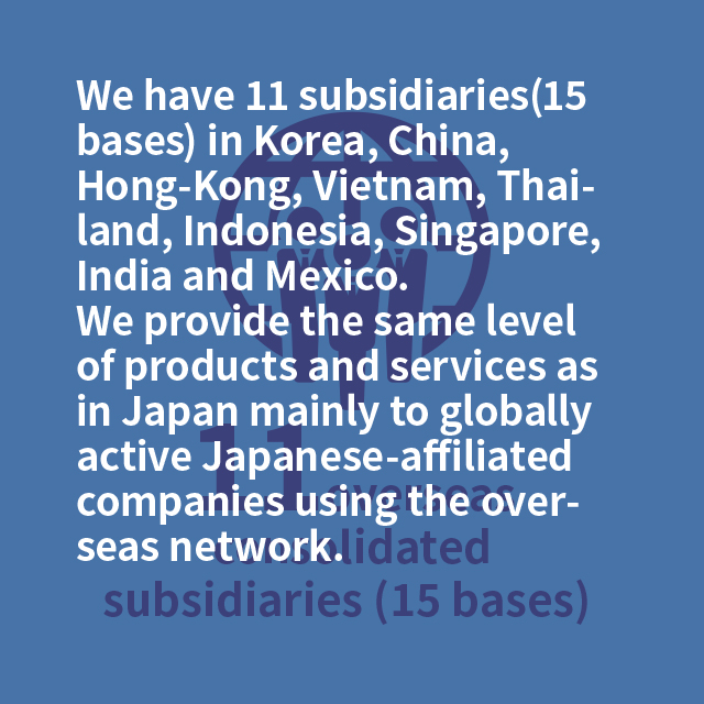 11 overseas consolidated subsidiaries (15 bases) 